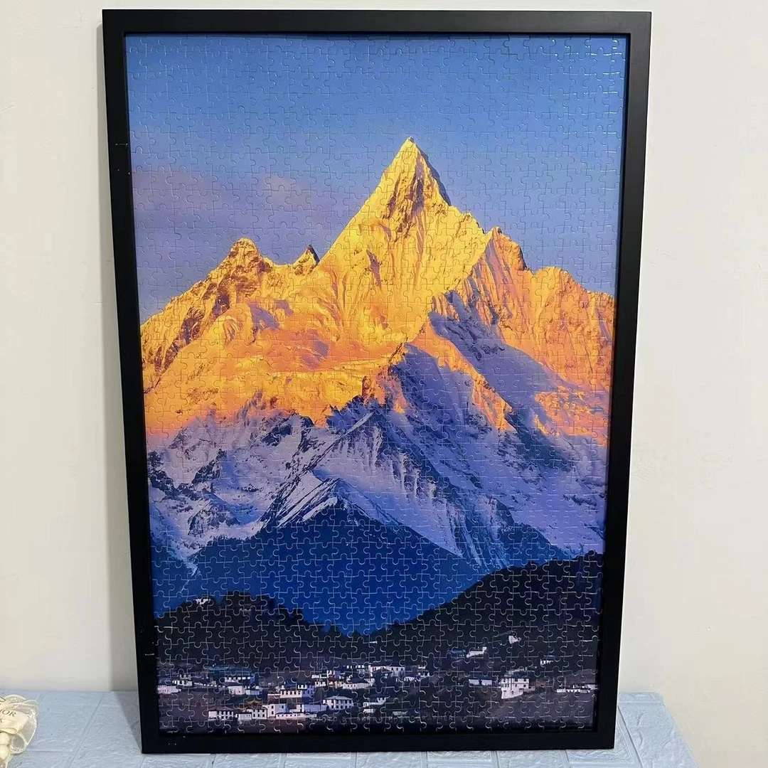 日落金山拼图正品300/1000块木质拼图相框成人手工玩具装饰画礼物