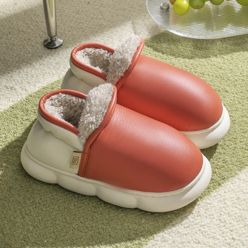 皮翻防水棉鞋情侣pc皮野营旅游好帮手厚底加绒保暖包跟拖鞋秋冬季