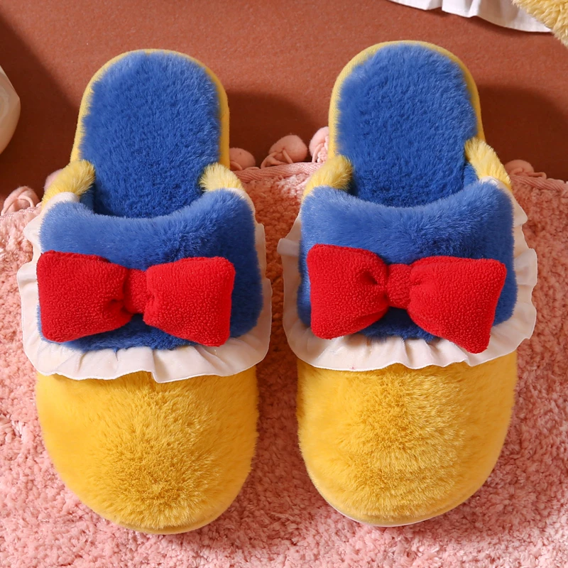 蝴蝶拼接亮色款棉拖网红情侣居家厚底防滑棉拖鞋保暖少女心卡通款