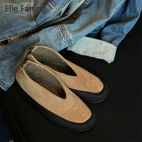 芒果优选-一眼心动加厚羊毛里料平底毛毛鞋