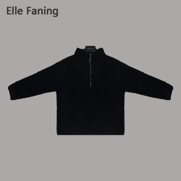 芒果优选-乐动浮生澳洲羊毛半拉链连帽套头绒衫