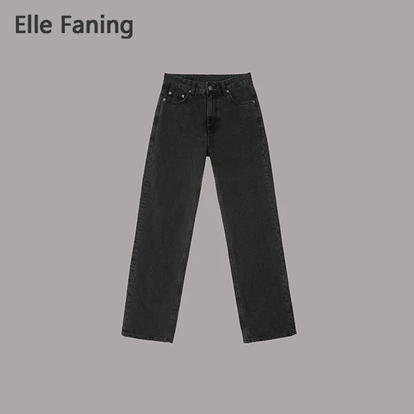 芒果优选-南风谷雨高腰直筒牛仔裤