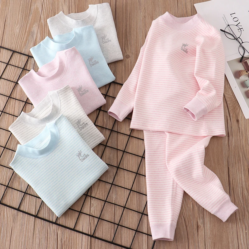 儿童无骨加厚棉内衣套装棉秋衣秋裤男女秋冬1-14岁 无骨缝合保暖