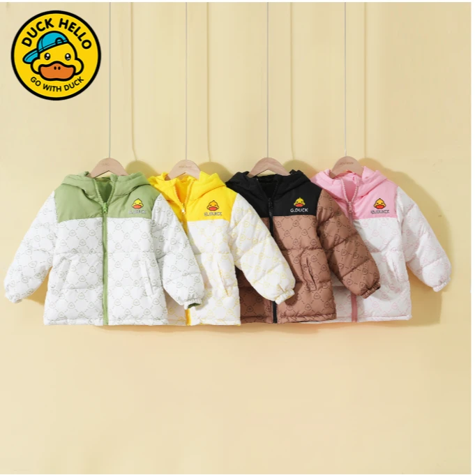 小黄鸭儿童棉服加厚双面穿宝宝男童女童冬装外套新品