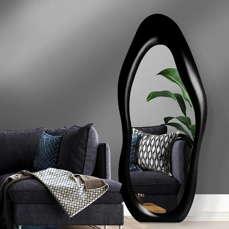 悦豪PU现代简约全身镜穿衣镜肤感漆高级视觉靠墙落地试衣镜子家用