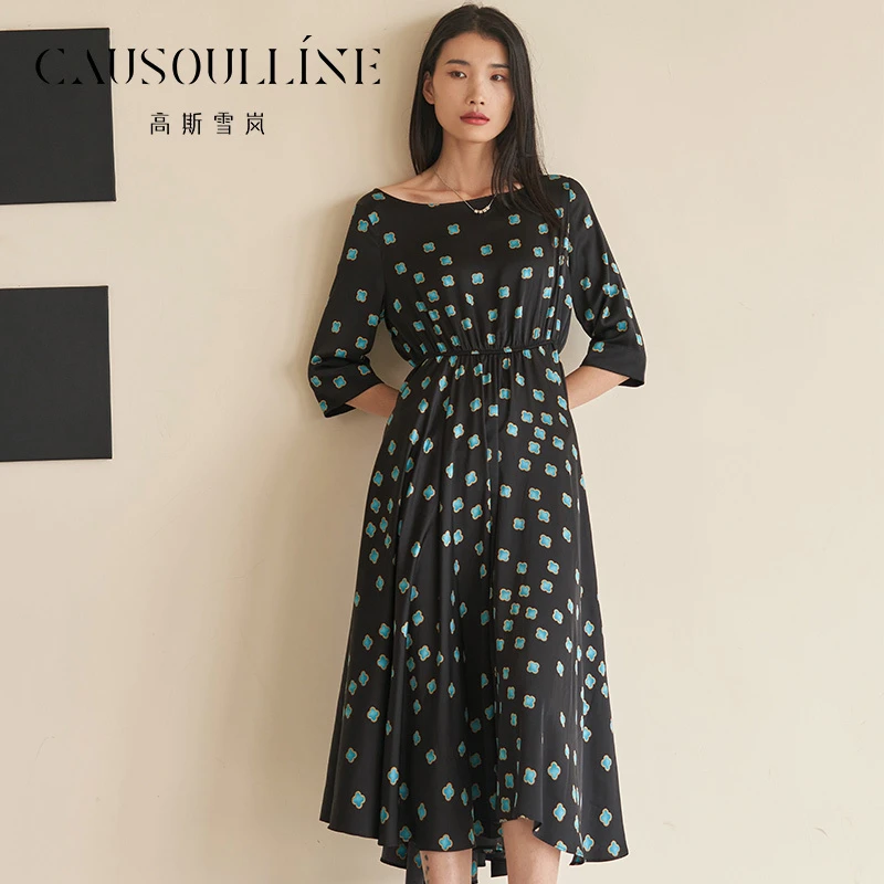 高斯雪岚【春装新品】时尚气质法式春季优雅修身连衣裙 23118136