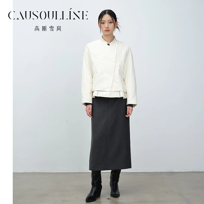 高斯雪岚【不要上架】白鹅绒中长款修身气质羽绒服女24418538