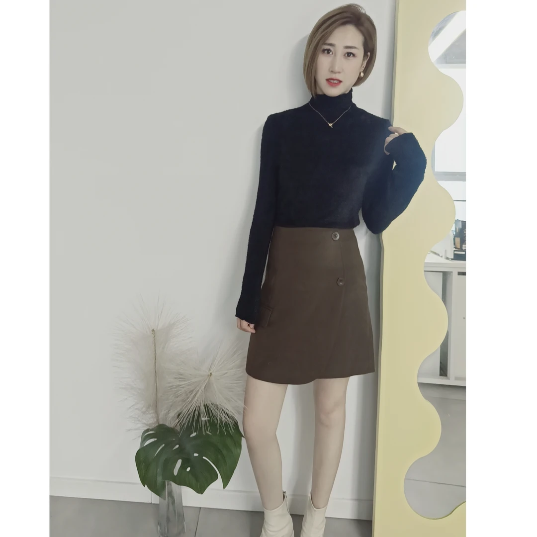 HIUOYA【冬季特惠】复古修身时尚百搭半裙女冬装裙子23472015