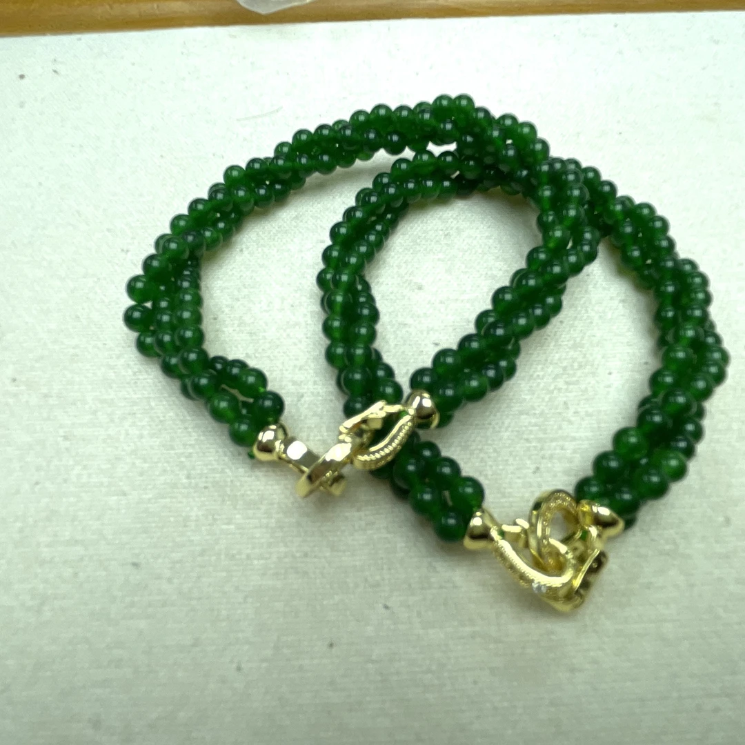 翡翠辣阳绿麻花手链LY265
