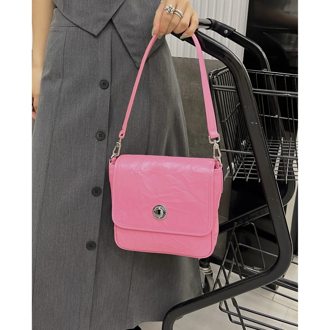 XS2023新款高级感真皮手抓纹微皱褶托特单肩斜挎腋下女包时尚百搭