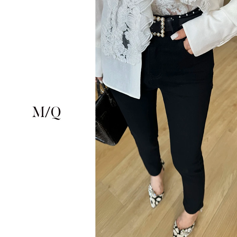 M/Q〔魔法比例〕 经典百搭小黑裤小脚牛仔裤MQ8076
