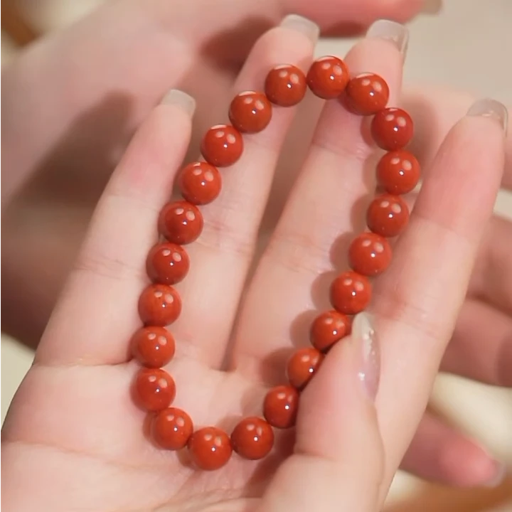 【云边】瓦西料火焰纹南红玛瑙 单圈手串