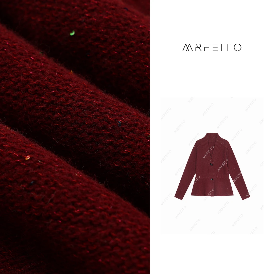 MRFEITO【小蛮腰】法式纯色彩色珠片休闲开衫H20KS01Q28044