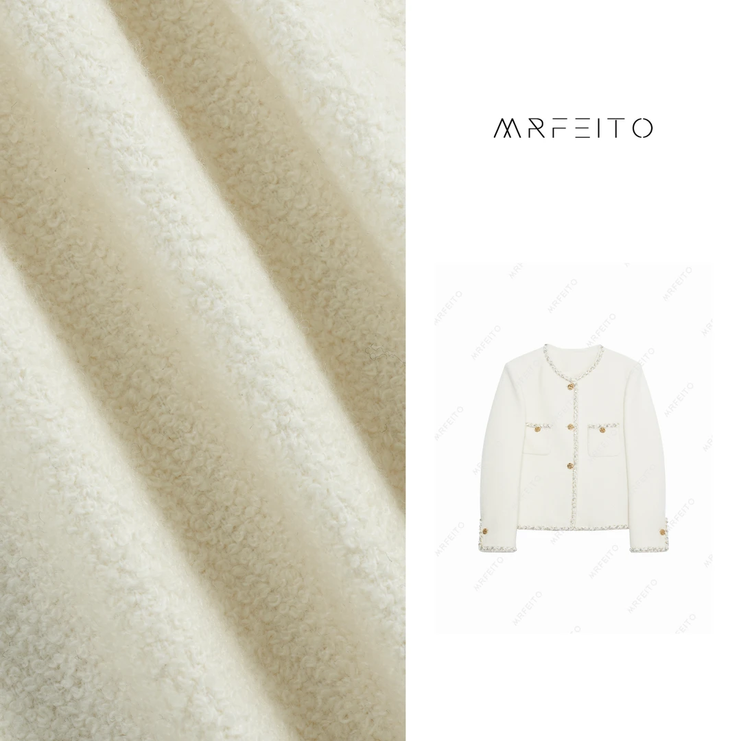 MRFEITO【白月光】法式时尚花边小香风口袋外套H295W01Q26739