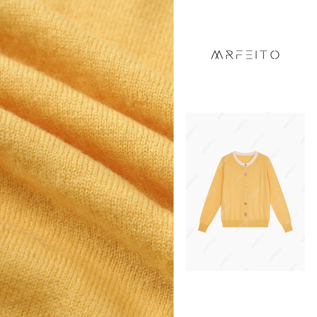 MRFEITO【100%羊毛】‘’罗马假日”撞色羊毛针织开衫H87KS9160