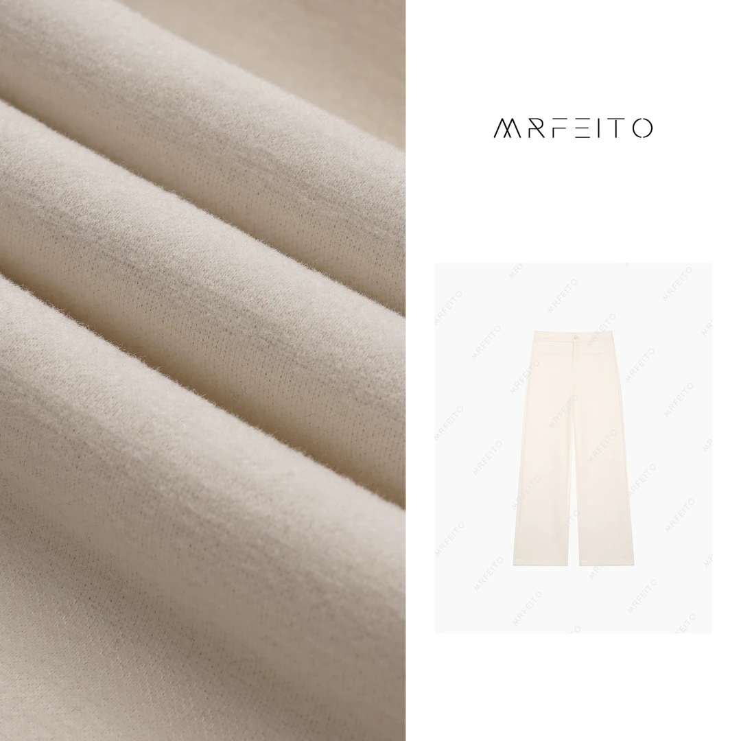 MRFEITO【瀑布暖暖裤】时尚显瘦纯色口袋休闲女直筒裤H988K01Q28435