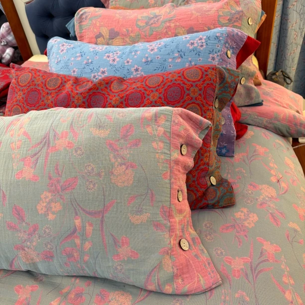 贺多嘉【单枕套】A类母婴级色织提花双层纱