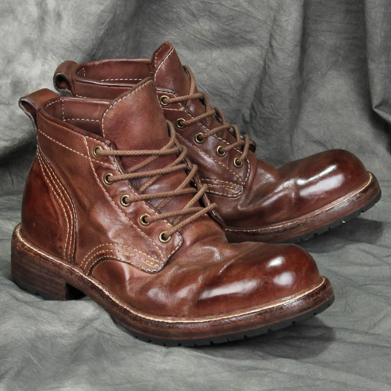 Y9111咖啡色马皮重水洗复古春夏秋冬四季款男款男士休闲马丁靴