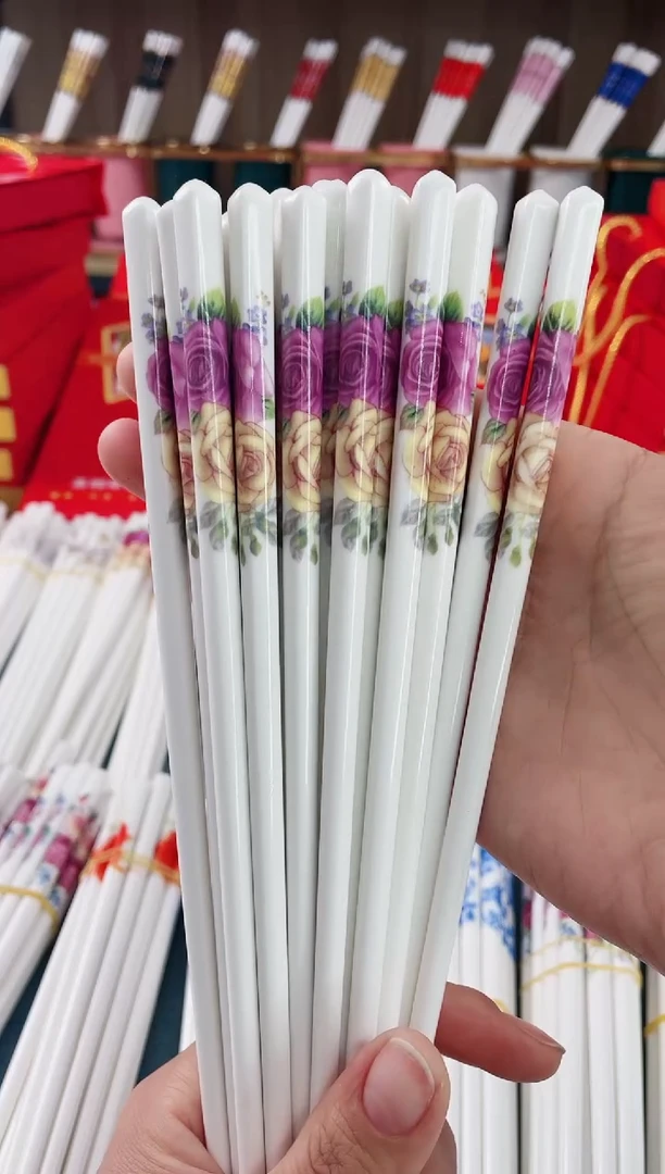 【闪购商品】陶瓷筷子【10双情双玫瑰】