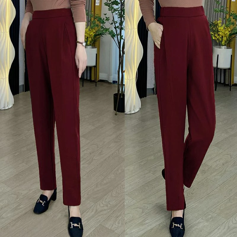 哈丁裤秋季新款高腰镰刀裤九分裤女裤显瘦哈伦裤宽松直筒裤小个子