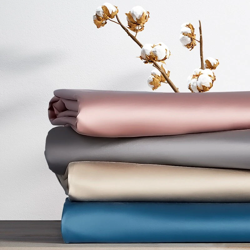 轻奢贵奢纯棉四件套 贡缎全棉长绒棉四件套纯色丝滑床上用品套件