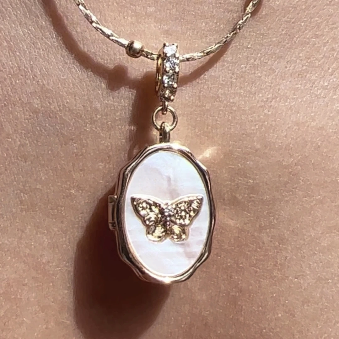 铜合金项链 【相册项链】芭蕾公主可打开蝴蝶相册项链百搭高级感