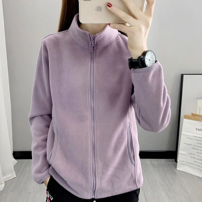 冲锋衣内胆330g摇粒绒外套女纯色立领开衫卫衣保暖防风抓绒衣男