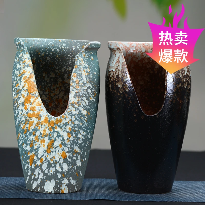 特价大小缺口悬崖瘦高多肉花盆法师老桩透气紫砂粗陶切口绿植有孔