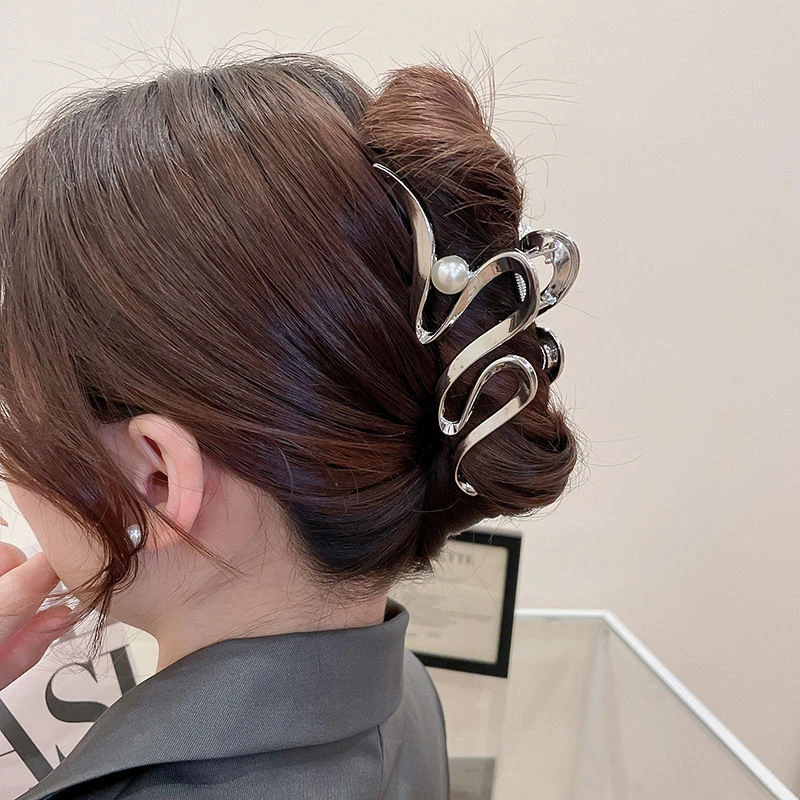 蕾丝鲨鱼夹大号发夹网红感抓夹子韩国洋气新款头饰爆款女发饰A218