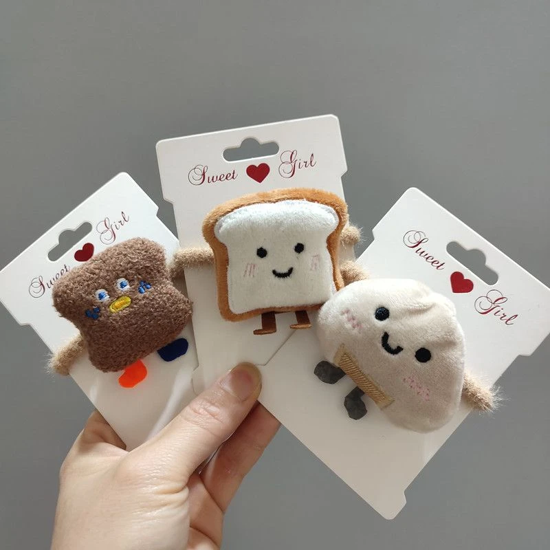 韩版毛绒秋冬宝宝可爱发圈丸子头发饰软萌卡通芝士吐司表情面包送