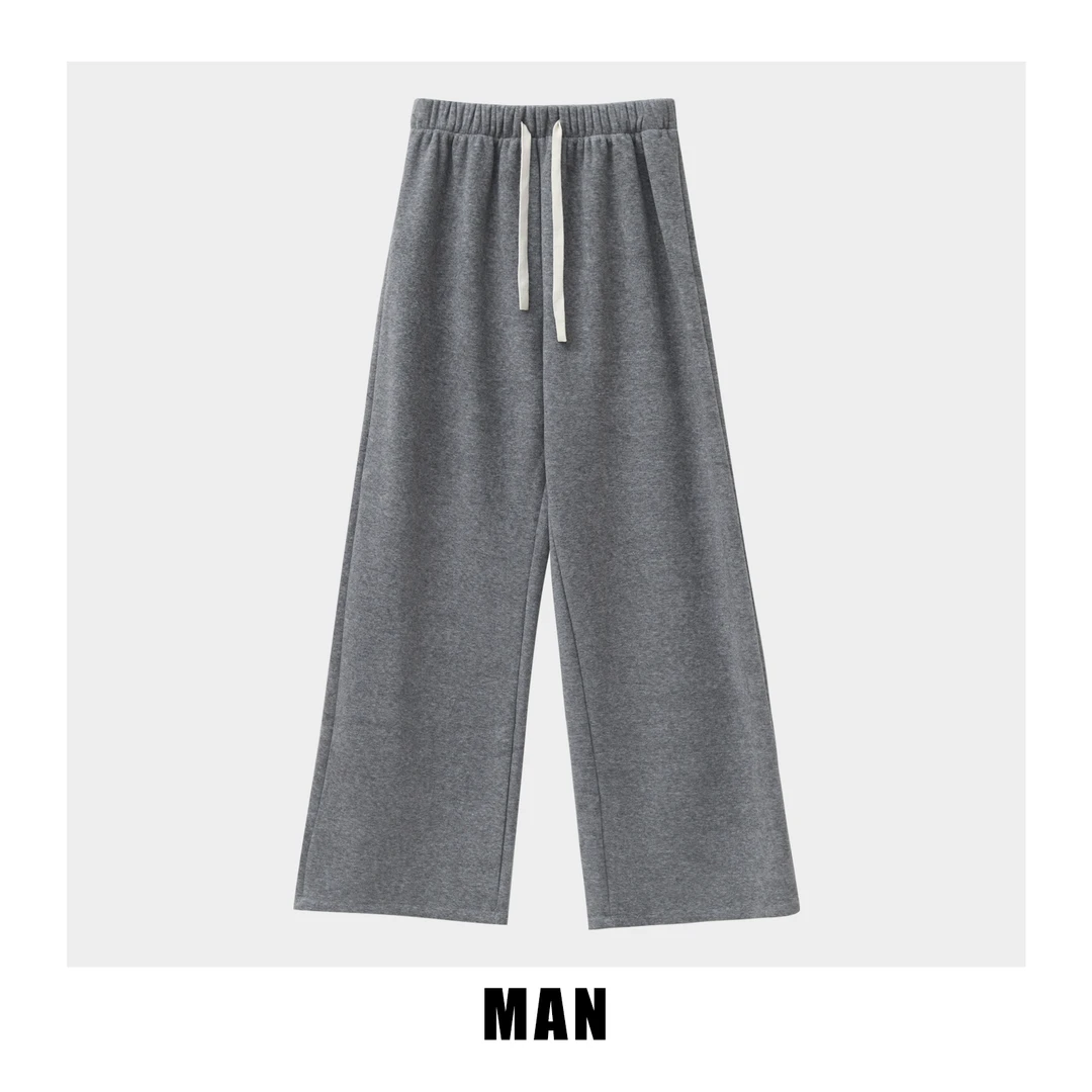 MMAN【舒适暖冬】2025冬季新款直筒窄版加绒阔腿裤时尚休闲阔腿