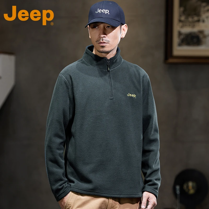 jeep吉普高端休闲卫衣男2024秋冬季新款外套上衣立领宽松长袖男士