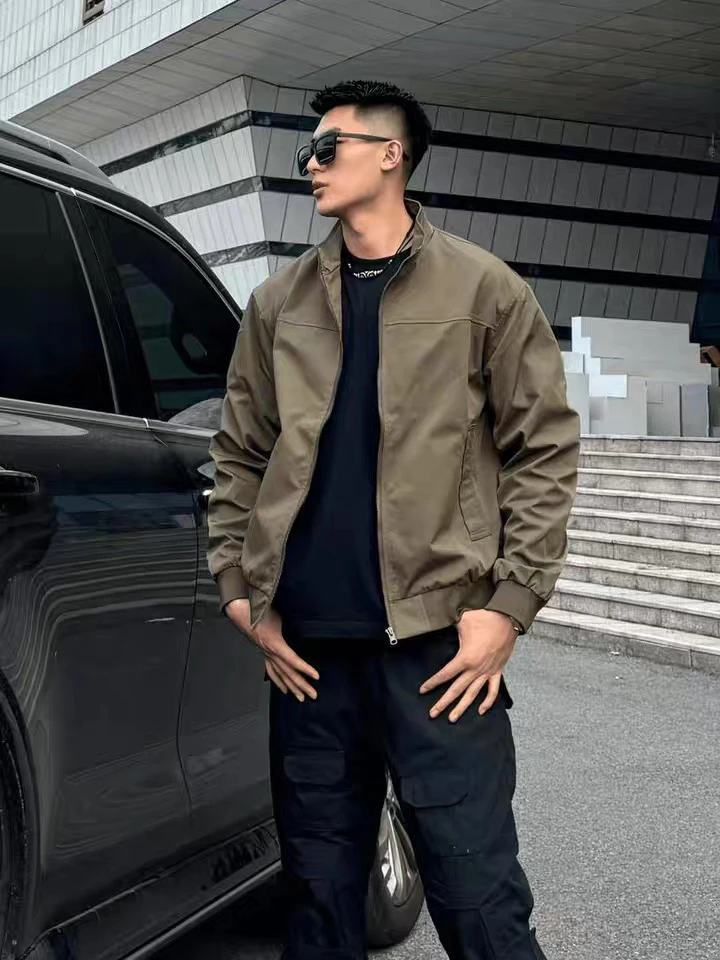 美式立领教练夹克复古潮流休闲工装飞行百搭外套