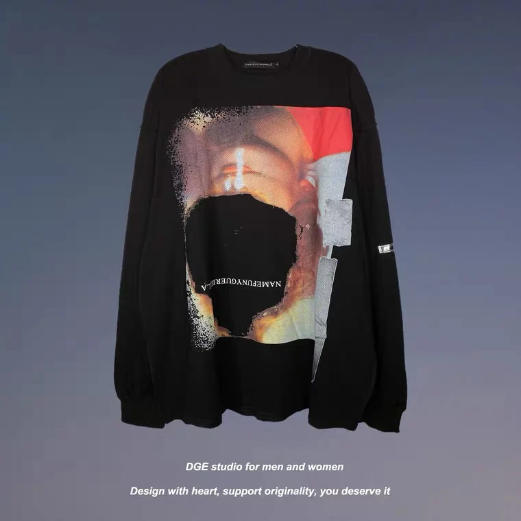 美式嘻哈长袖T恤男潮牌宽松街头休闲上衣秋冬季