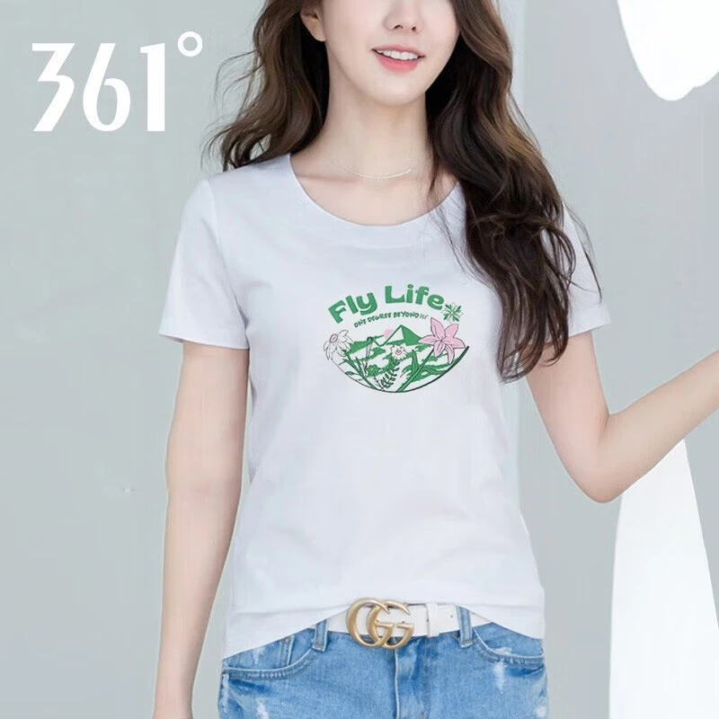 361°运动短袖T恤女2023夏季透气圆领时尚休闲百搭印花半袖显瘦ins