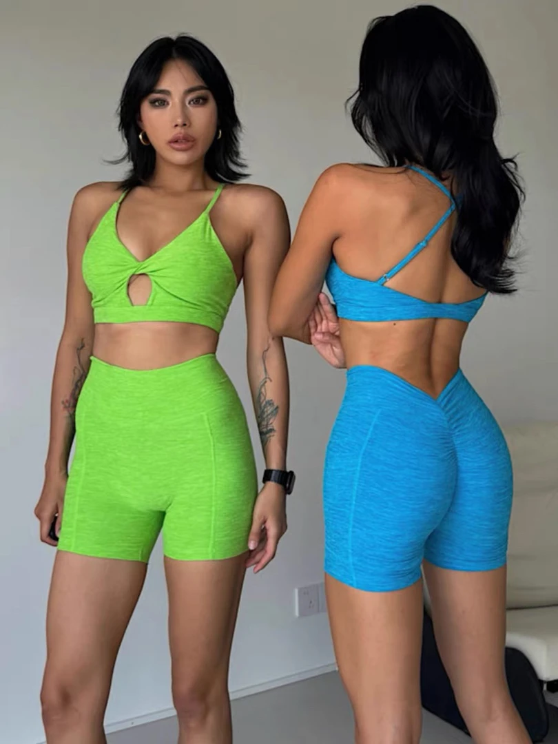 akiyostudio宝藏女孩运动套装运动速干弹力健身瑜伽背心提臀短裤