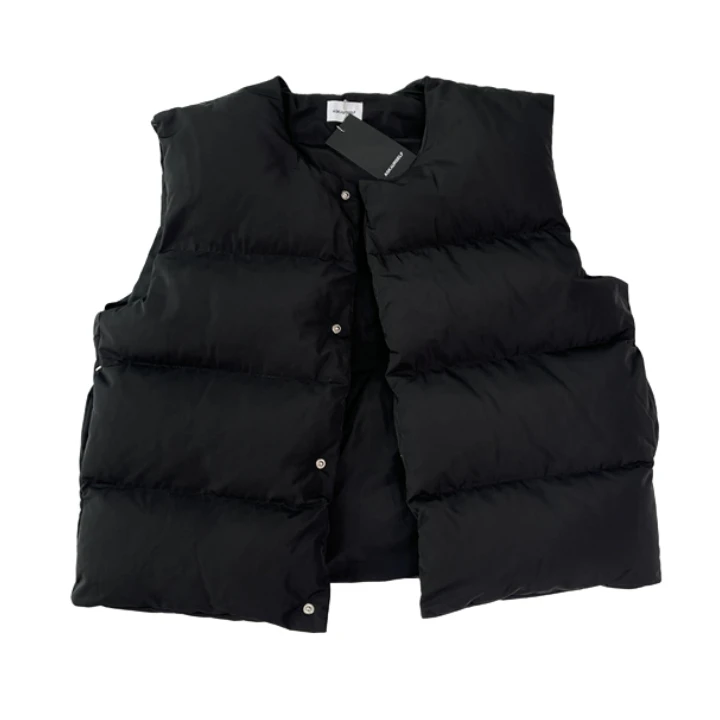 SOULSEEKER冬季高街基础简约休闲纯黑色飞行面包棉马夹棉背心外套