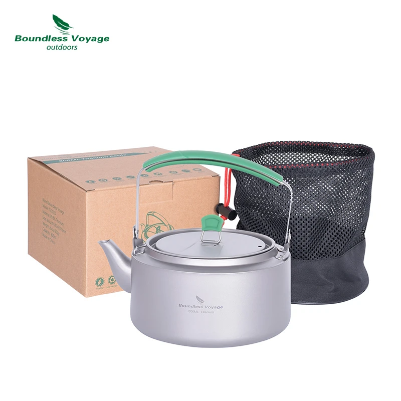必唯户外纯钛露营烧水壶便携式煮茶壶轻量煮水壶钛壶居家旅行茶具