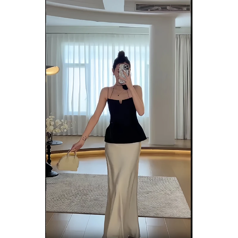 2025夏季新款法式温柔风气质吊带背心上衣女设计感高级百搭半身裙