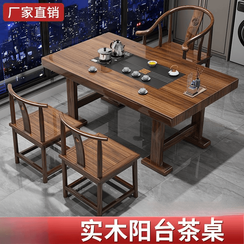 大板家用阳台小茶桌茶台家用泡茶台办公茶台茶桌实木茶桌实木茶台