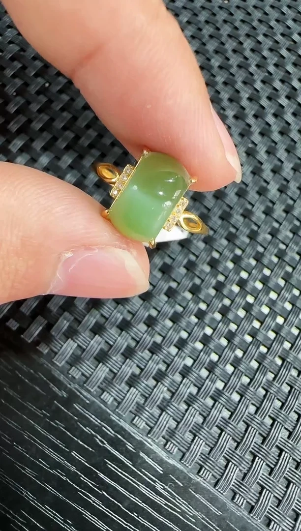 【闪购商品】和田玉(碧玉)戒指银S925镶嵌1
