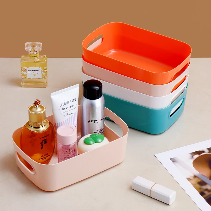 彩虹桌面储物盒杂物收纳盒家用长方形化妆品整理置物盒