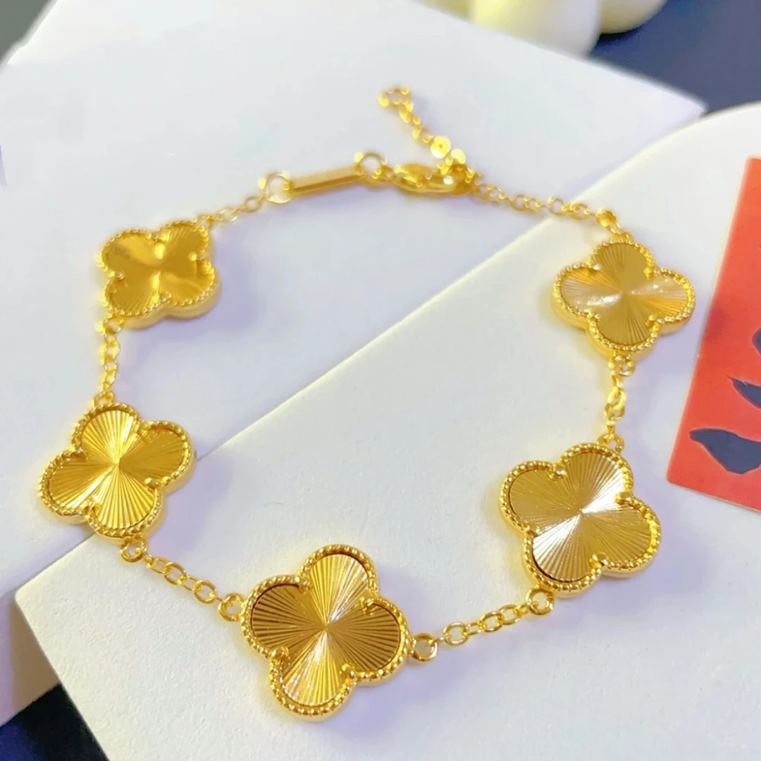 铜合金手链 【轻奢五花四叶草手链】双面镭射精致气质