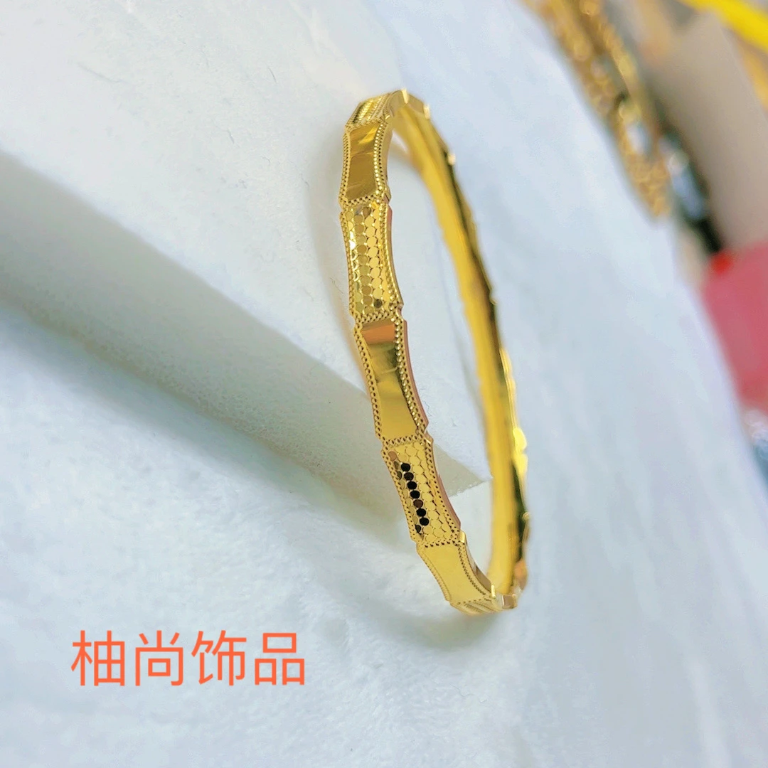 铜合金手镯 CNC精工版竹节龙鳞手镯 轻奢闭口实心金店同款