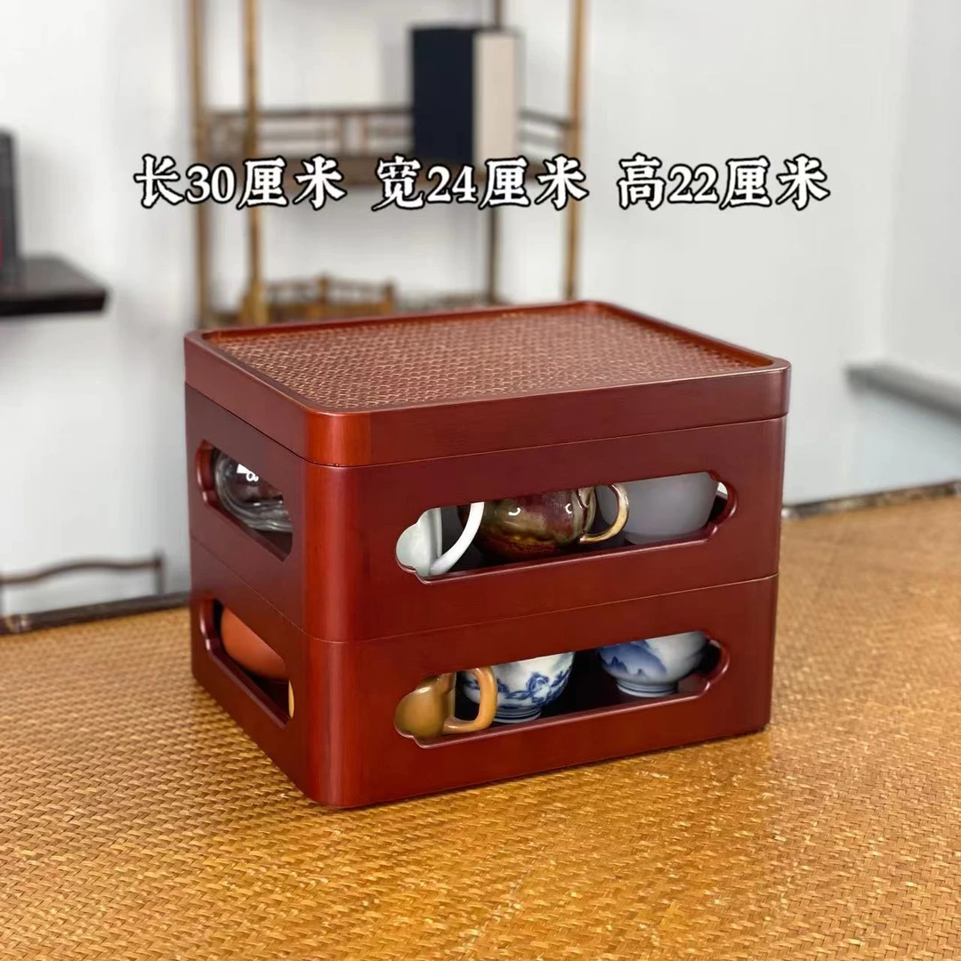 如意圆角百宝箱茶具收纳盒首饰收纳博古架茶具收纳箱榫卯结构