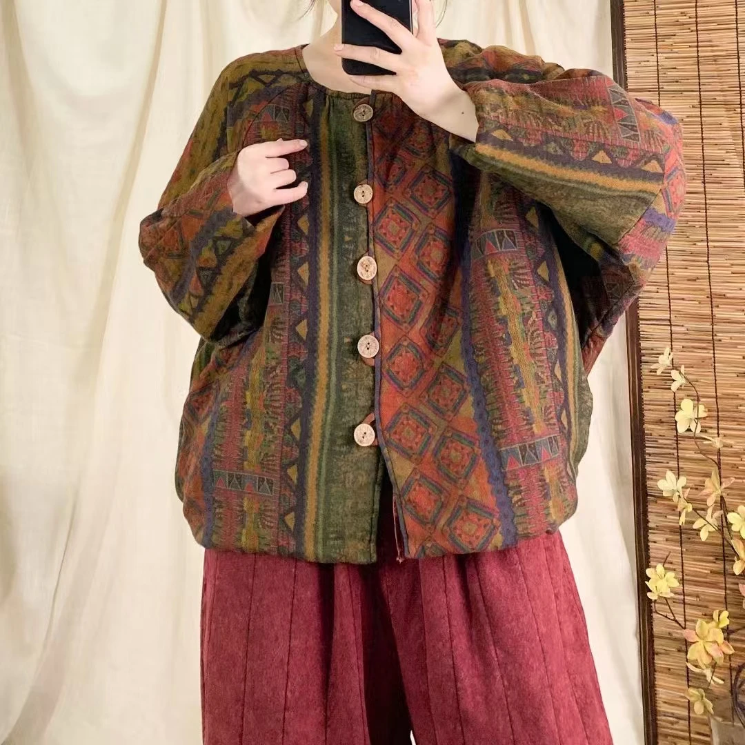 8580秋冬新款时尚气质显瘦遮肉洋气休闲女加厚宽松夹棉小棉袄外套