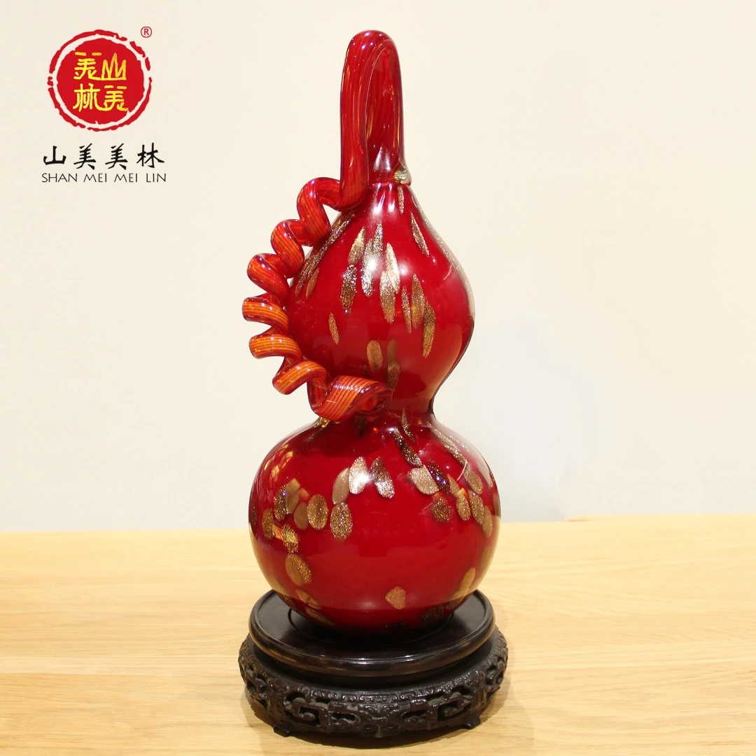 【山美美林】福禄瓶红葫芦  家用摆件  精品琉璃摆件  纯手工制作