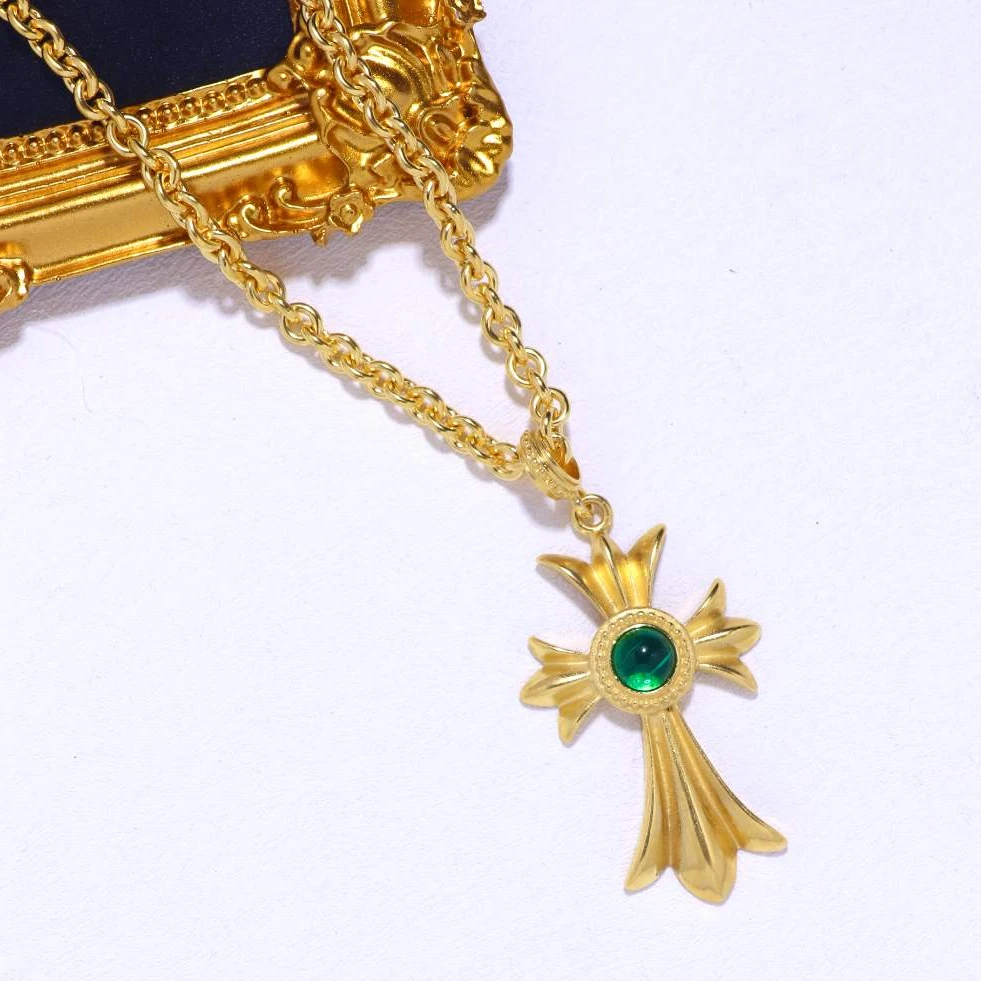 铜合金项链 阿烁中古BA绿琉璃项链 as4160