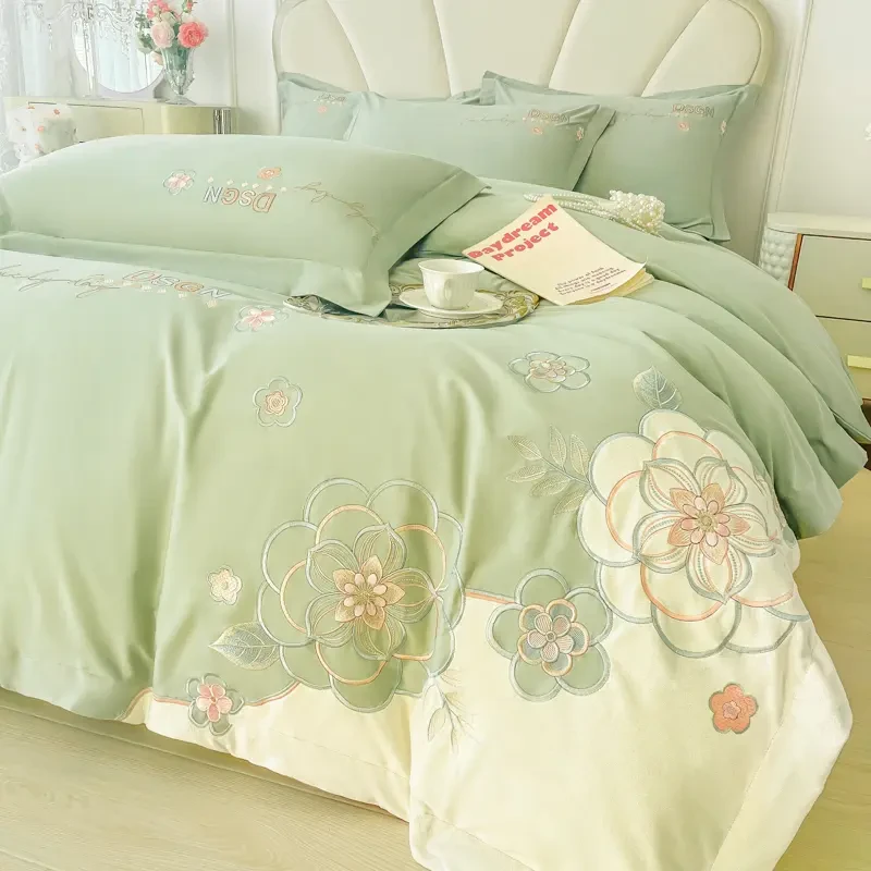 富安娜床品轻奢100支纯棉四件套100全棉被套亲肤裸睡床单床笠床品