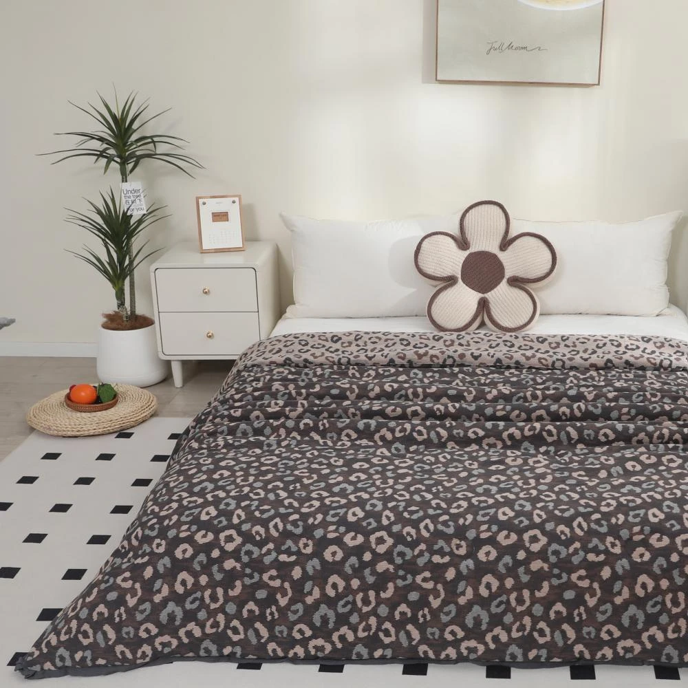 【豹纹盖被】2.0*2.3M高端A类亲肤柔软透气纯棉可机洗加厚保暖。